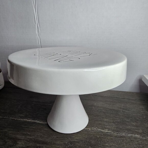 Rae Dunn Artisan Happy Spring Cake Dessert Stand Plate Platter Easter Dinner - Picture 3 of 13